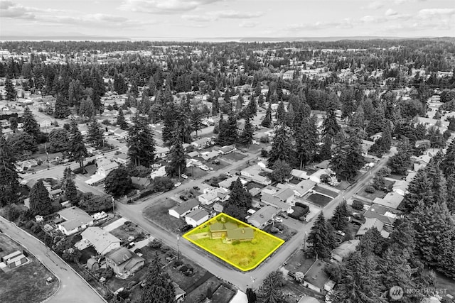 5003 219th St SW, Mountlake Terrace, WA 98043 - aerial view of property and surrounding area with property parcel outlined