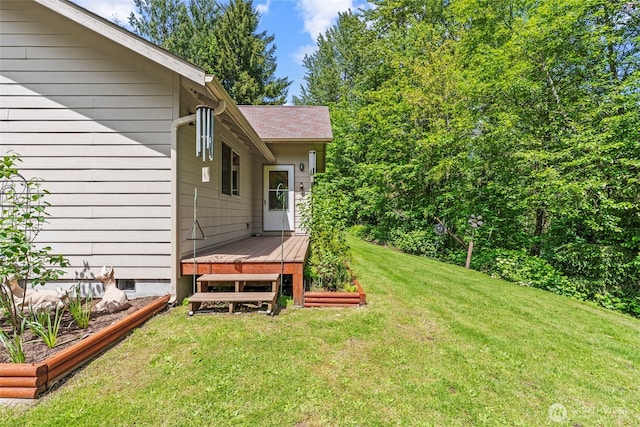 19243 Kiona Rd, Randle, WA 98377 - view of grassy yard featuring a deck