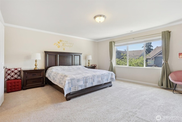 1903 98th Ave SE, Lake Stevens, WA 98258 - bedroom featuring light colored carpet, crown molding, and baseboards