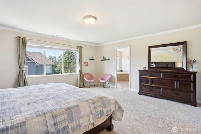 1903 98th Ave SE, Lake Stevens, WA 98258 - bedroom featuring carpet flooring, ornamental molding, baseboards, and connected bathroom