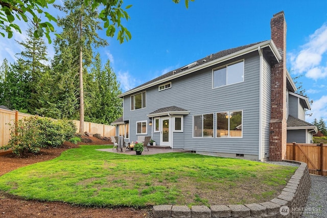 24228 SE 47th St, Sammamish, WA 98029 - rear view of house featuring a chimney and a patio area