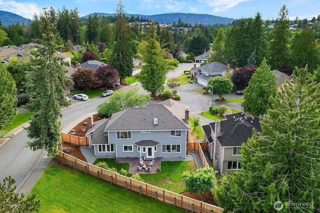 24228 SE 47th St, Sammamish, WA 98029 - aerial view of property and surrounding area featuring mountains
