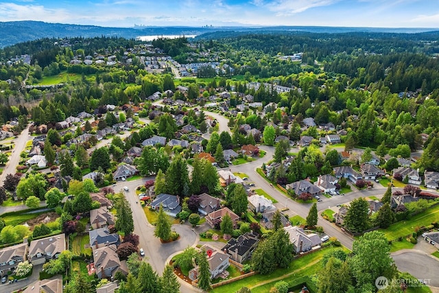 24228 SE 47th St, Sammamish, WA 98029 - aerial perspective of suburban area with a forest
