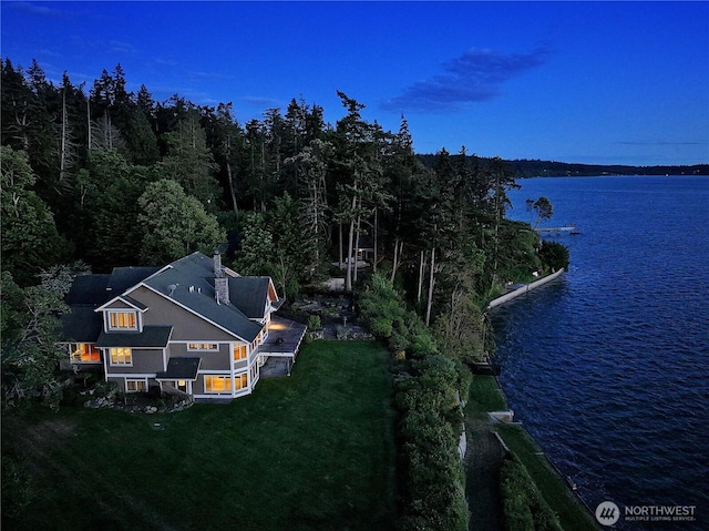 4486 E Harbor Rd, Freeland, WA 98249 - aerial view of property and surrounding area featuring a large body of water and a heavily wooded area