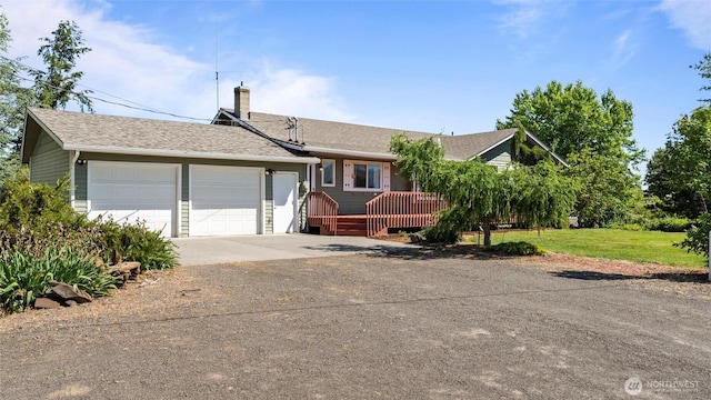 842 W Langdon Rd, Walla Walla, WA 99362 - ranch-style home with concrete driveway, a garage, a chimney, and a shingled roof