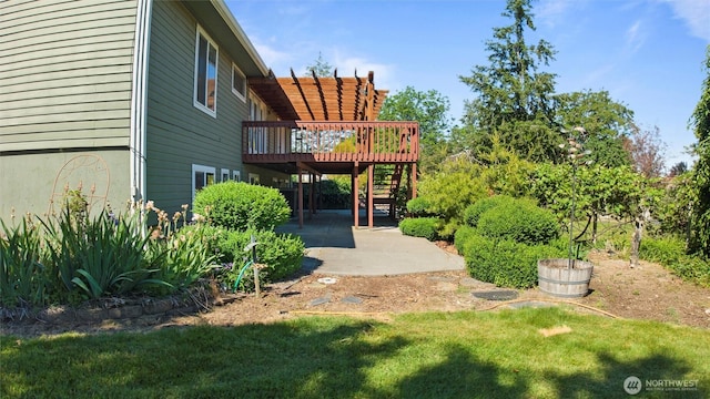 842 W Langdon Rd, Walla Walla, WA 99362 - view of grassy yard with a wooden deck, a patio area, and stairway