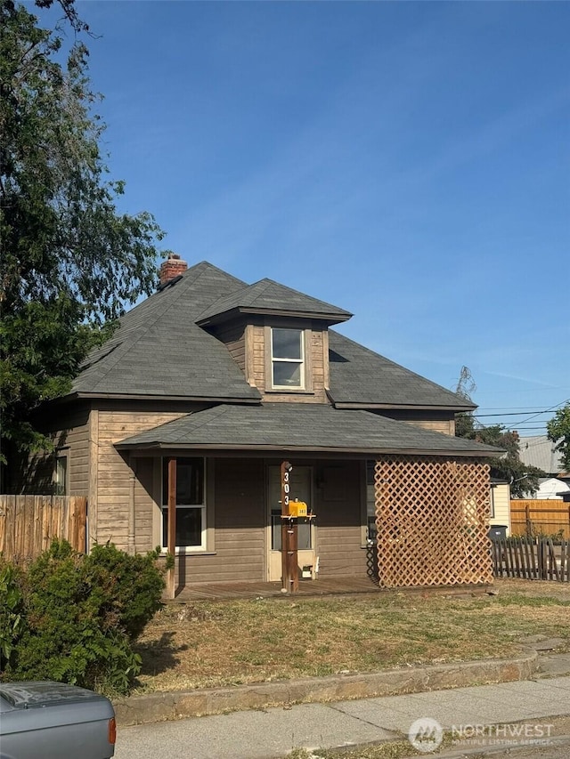 303 Methow St, Wenatchee, WA 98801 - view of front of home featuring a chimney and covered porch