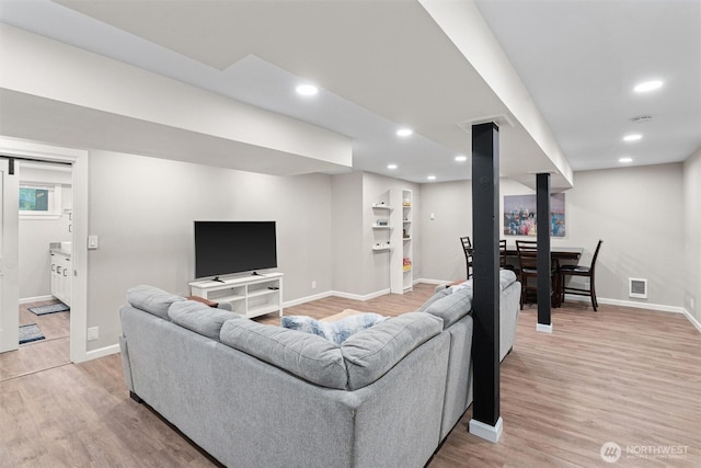 18568 Densmore Ave N, Shoreline, WA 98133 - living area with light wood-type flooring and recessed lighting