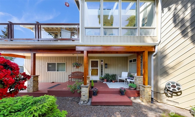 3026 E Alpine Dr, Bellingham, WA 98226 - doorway to property featuring a porch and board and batten siding