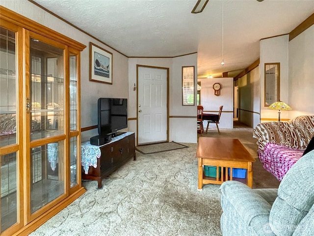 31600 126th Ave SE Unit 129, Auburn, WA 98092 - living room with carpet flooring, crown molding, and a ceiling fan