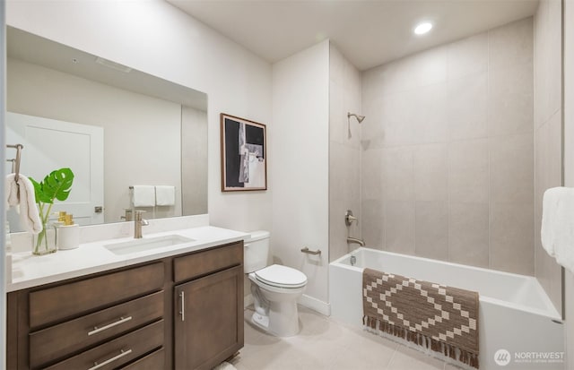 14598 Westminster Way N Unit 111, Shoreline, WA 98133 - full bath with toilet, vanity, tile patterned floors, and shower / washtub combination