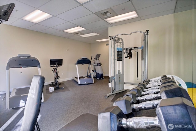 2721 1st Ave Unit Ph06, Seattle, WA 98121 - exercise room with a paneled ceiling and baseboards