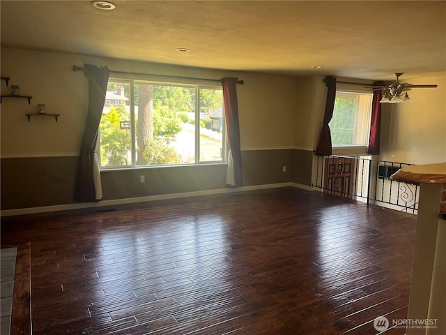 10908 151st St E, Puyallup, WA 98374 - empty room with wood-type flooring, ceiling fan, and recessed lighting