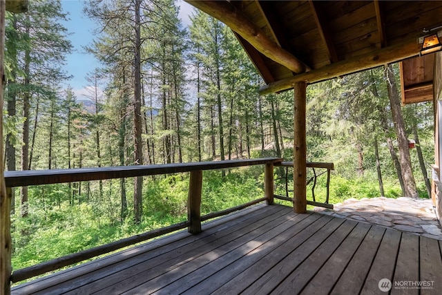 98 Homestead Rd, Winthrop, WA 98862 - wooden deck with a forest view