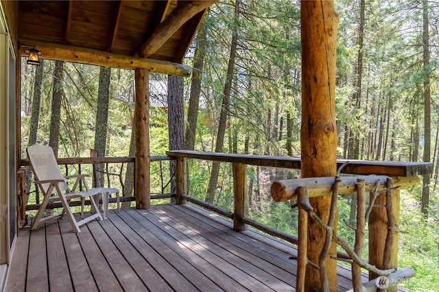 98 Homestead Rd, Winthrop, WA 98862 - wooden terrace featuring a view of trees