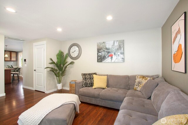 13632 SE Fairwood Blvd, Renton, WA 98058 - living area with wood finished floors, recessed lighting, and baseboards