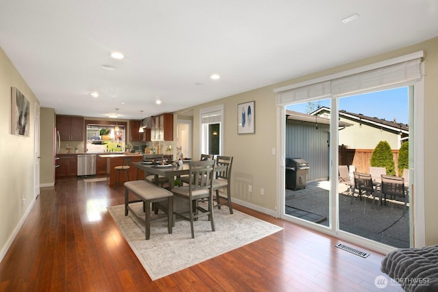 13632 SE Fairwood Blvd, Renton, WA 98058 - dining space with healthy amount of natural light, dark wood finished floors, baseboards, and recessed lighting