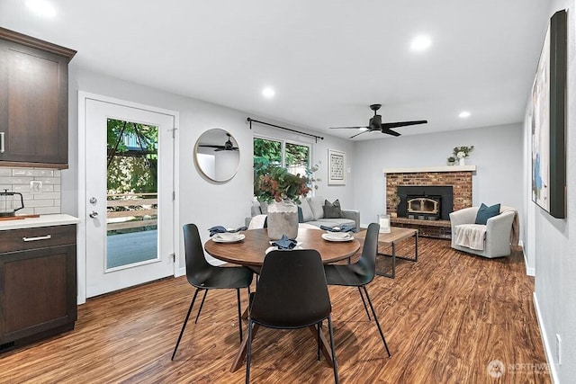 14520 78th Ave NE, Kenmore, WA 98028 - dining area with wood finished floors, ceiling fan, healthy amount of natural light, recessed lighting, and baseboards
