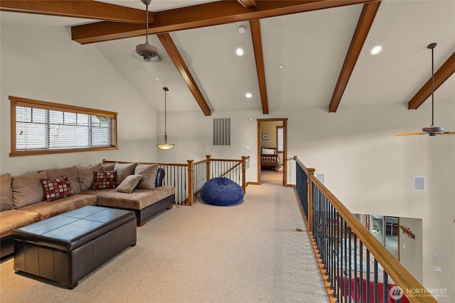 2101 Coal Mine Way, Cle Elum, WA 98922 - living room with carpet flooring, recessed lighting, and ceiling fan