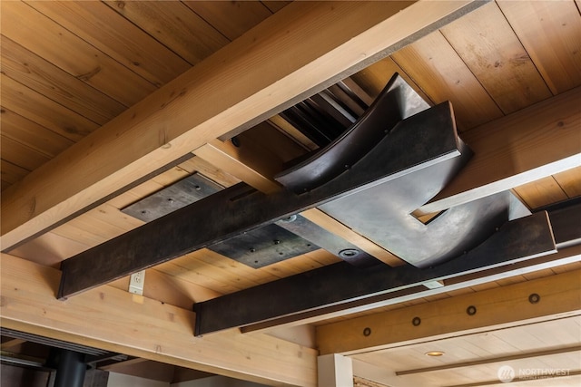 2466 Westlake Ave N Unit 5, Seattle, WA 98109 - detailed view of wooden ceiling with exposed beams