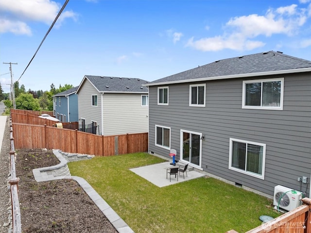 15013 Iverson Loop SE, Yelm, WA 98597 - rear view of house with a cooling unit, a patio area, and roof with shingles