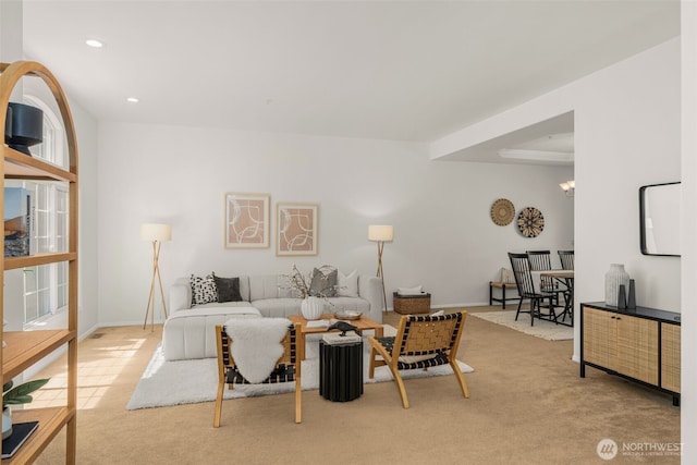 2024 N 145th St, Shoreline, WA 98133 - living room featuring healthy amount of natural light, carpet floors, recessed lighting, and baseboards