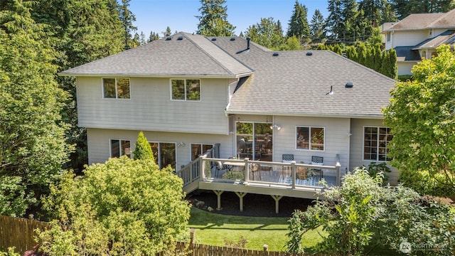2024 N 145th St, Shoreline, WA 98133 - back of house featuring a wooden deck and a shingled roof