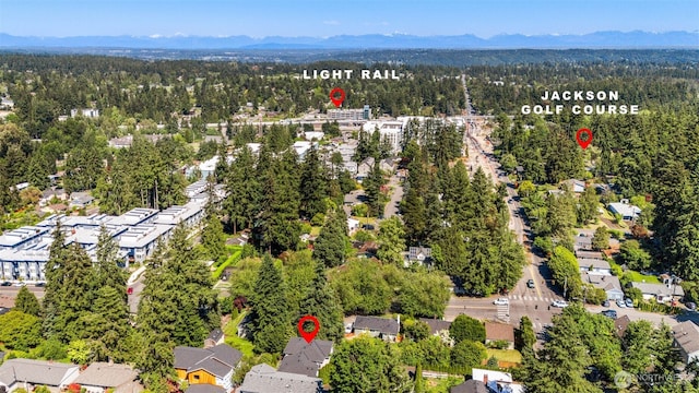 2024 N 145th St, Shoreline, WA 98133 - aerial view of property and surrounding area with a heavily wooded area