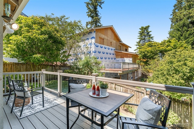 2024 N 145th St, Shoreline, WA 98133 - wooden deck featuring outdoor dining area