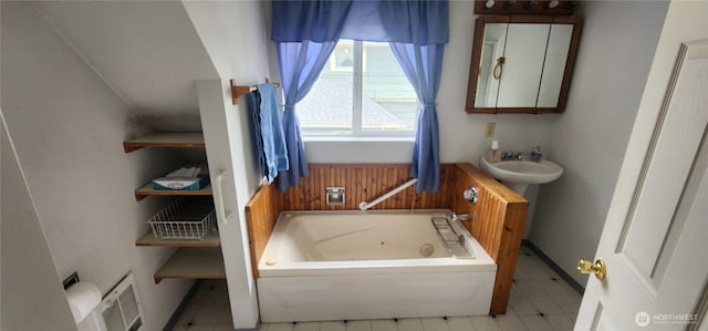 405 E Park St, Dayton, WA 99328 - full bath featuring a tub with jets, tile patterned floors, and vanity