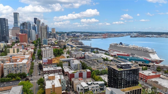 2440 Western Ave Unit 807, Seattle, WA 98121 - drone / aerial view of city skyline and a large body of water