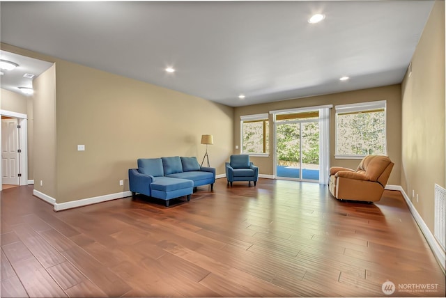 9440 Piperhill Dr SE, Olympia, WA 98513 - sitting room with wood finished floors, baseboards, and recessed lighting