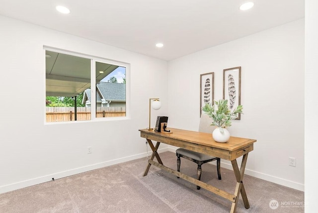 24212 SE 223rd St, Maple Valley, WA 98038 - carpeted home office featuring baseboards and recessed lighting