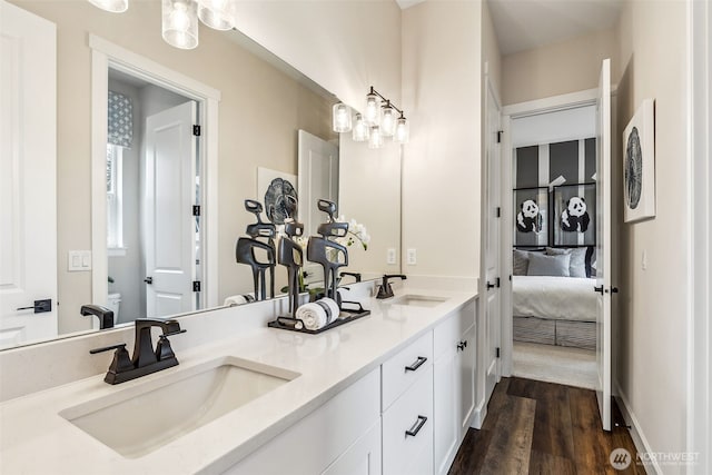 10610 134th Dr NE Unit 111, Lake Stevens, WA 98258 - ensuite bathroom featuring double vanity, toilet, and wood finished floors