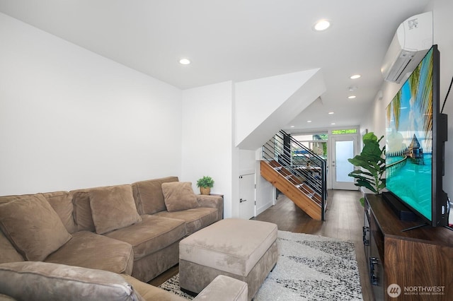 1055 S Cloverdale, Seattle, WA 98108 - living area with recessed lighting, wood finished floors, and a wall unit AC