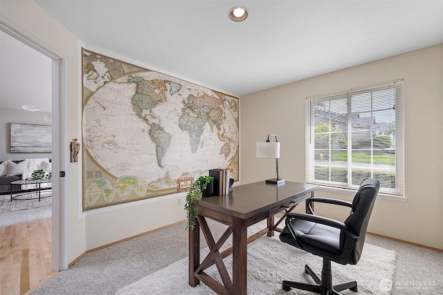 30515 127th Pl SE, Auburn, WA 98092 - office with baseboards, light colored carpet, and recessed lighting