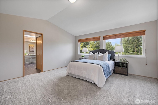 30515 127th Pl SE, Auburn, WA 98092 - bedroom with lofted ceiling, carpet, baseboards, and ensuite bathroom
