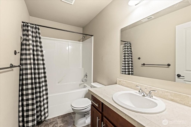 21421 104th Street Ct E, Bonney Lake, WA 98391 - bathroom with vanity, shower / tub combo with curtain, and toilet