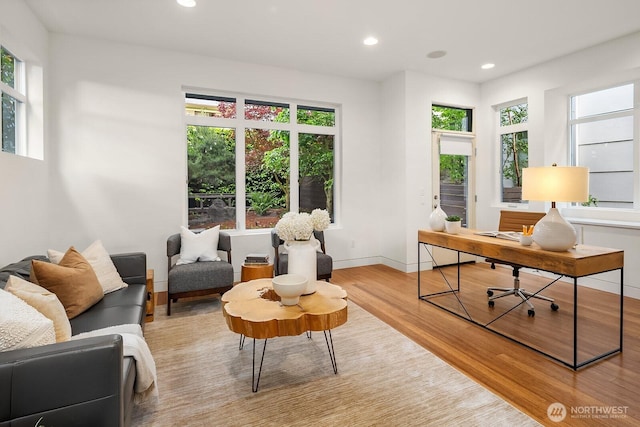 2222 Broadway E, Seattle, WA 98102 - office with light wood-type flooring, recessed lighting, and baseboards