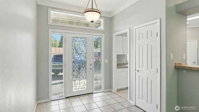 6614 241st Ave E Unit 38, Buckley, WA 98321 - entryway with light tile patterned floors and ornamental molding