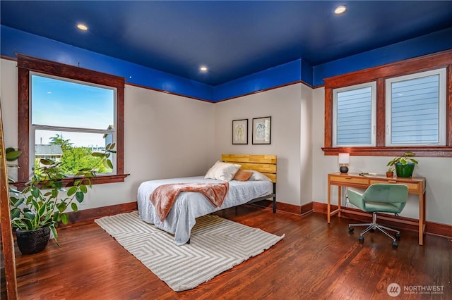 9316 7th Ave S, Seattle, WA 98108 - bedroom featuring baseboards, wood finished floors, and recessed lighting