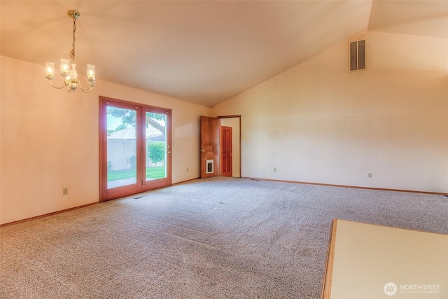 703 Tanarae Pl, Yakima, WA 98908 - carpeted spare room featuring lofted ceiling and a chandelier