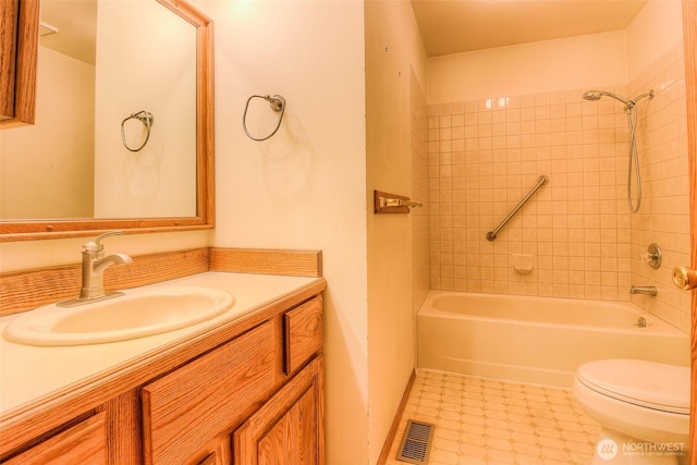 703 Tanarae Pl, Yakima, WA 98908 - bathroom featuring bathtub / shower combination, vanity, and tile patterned floors