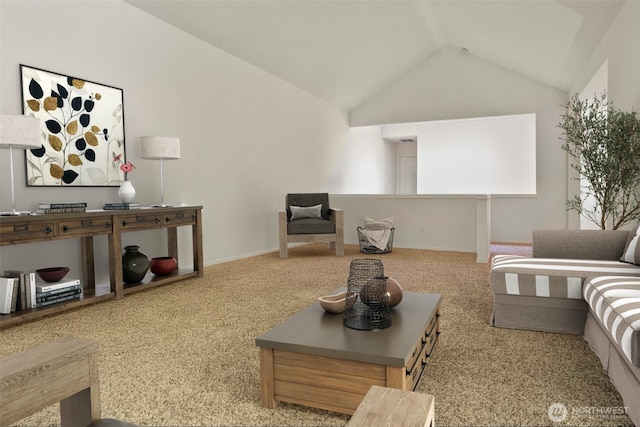 9042 Gleneagle Dr, Blaine, WA 98230 - living room featuring lofted ceiling and carpet flooring