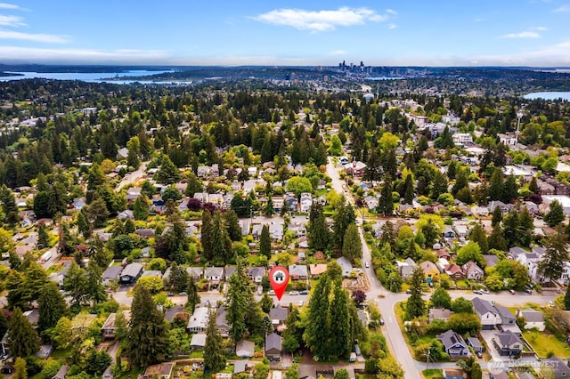 1214 NE 98th St, Seattle, WA 98115 - aerial overview of property's location with a nearby body of water and nearby suburban area