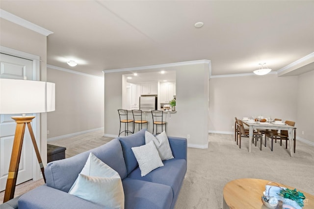 1310 Old Fairhaven Pkwy Unit 102, Bellingham, WA 98225 - living area with crown molding, baseboards, and light carpet