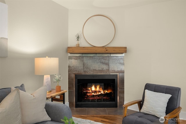 11058 NE 33rd Pl Unit B9, Bellevue, WA 98004 - living area featuring a fireplace and wood finished floors