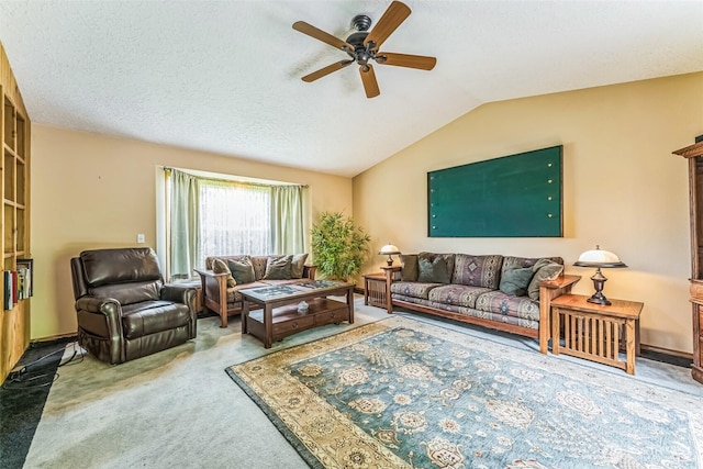 3220 N Pacific Ave, Kelso, WA 98626 - carpeted living area with a ceiling fan and vaulted ceiling