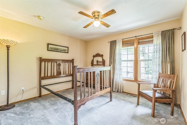 3220 N Pacific Ave, Kelso, WA 98626 - bedroom featuring carpet, a textured ceiling, baseboards, and ceiling fan