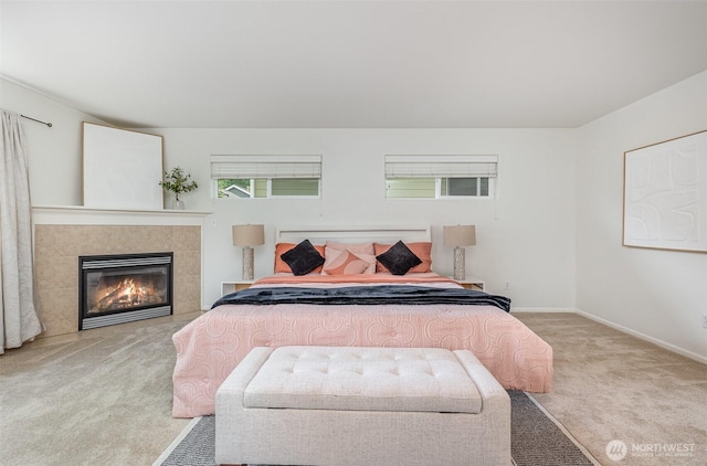 1700 235th Pl SW, Bothell, WA 98021 - carpeted bedroom with baseboards and a tile fireplace